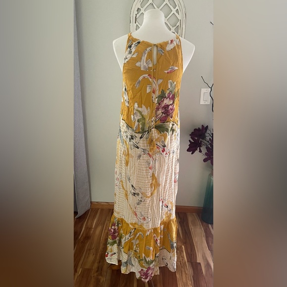 Anthropologie One September Paradiso Gold Koi Embroidered Maxi Dress Size XS - Picture 7 of 15